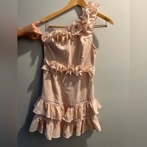 - Women’s Beautiful Selfie Leslie One shoulder ruffle trim baby pink dre…